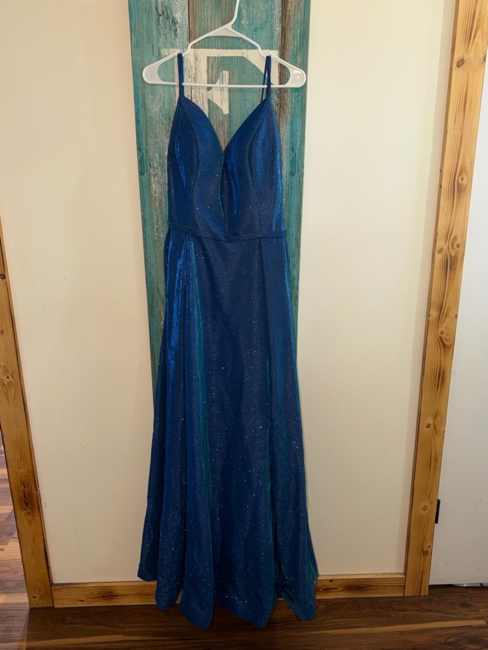 Sparkling Royal Blue Prom Gown with Plunging V-Neck